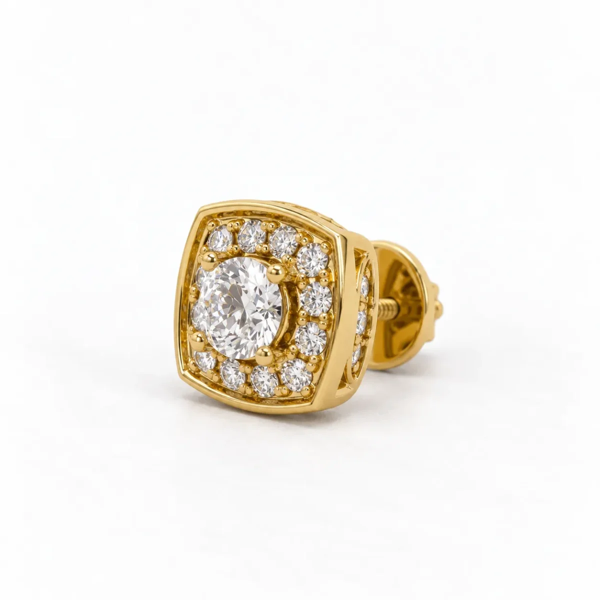 Elegant Halo Lab Grown Diamond Stud (Earrings) for Women – 18K Gold - Image 2