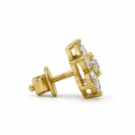 Elegant Floral Round Lab Grown Diamond Stud (Earrings) for Women – 18K Gold - Image 3