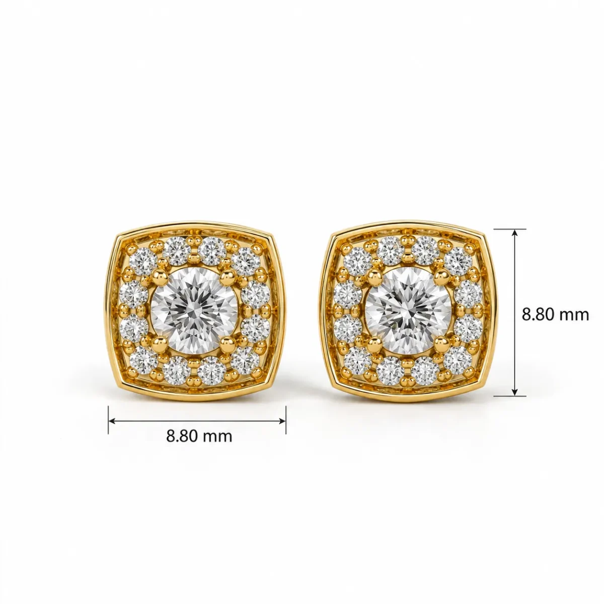 Elegant Halo Lab Grown Diamond Stud (Earrings) for Women – 18K Gold - Image 4