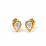 Luxury teardrop lab grown diamond stud earrings for women in 14K yellow gold