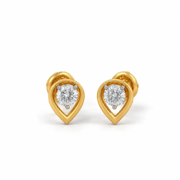 Luxury teardrop lab grown diamond stud earrings for women in 14K yellow gold