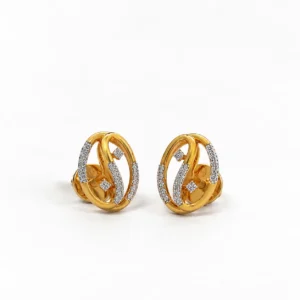 Luxury interlocking loop lab grown diamond stud earrings for women in 14K yellow gold