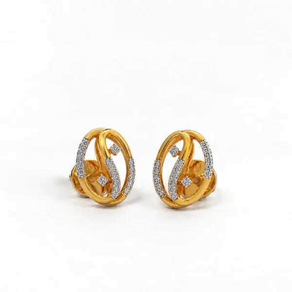 Luxury interlocking loop lab grown diamond stud earrings for women in 14K yellow gold