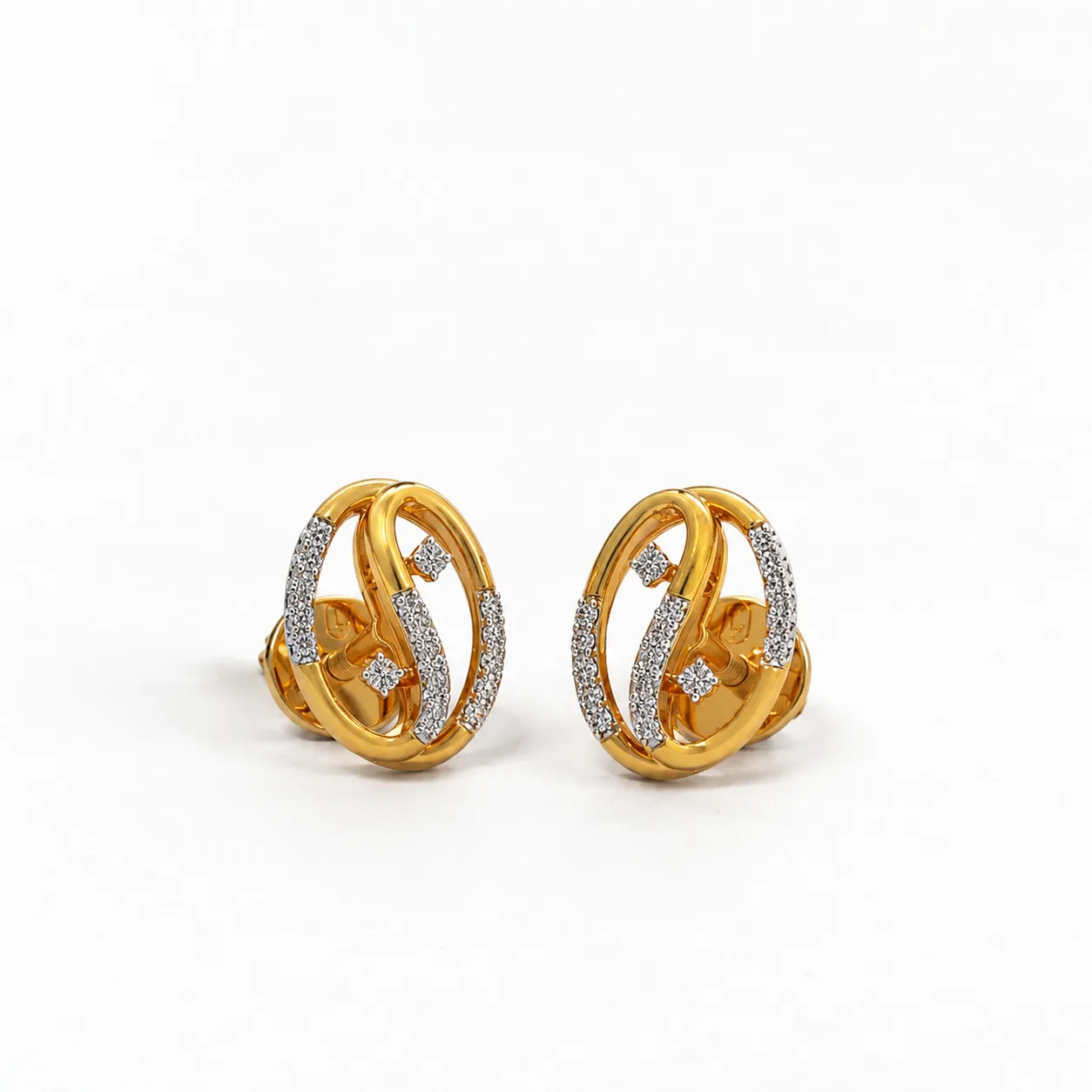 Luxury Interlocking Loop Lab Grown Diamond Stud Earrings Luxury interlocking loop lab grown diamond stud earrings for women in 14K yellow gold