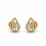 Premium floral teardrop lab grown diamond stud earrings for women in 14K yellow gold
