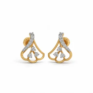 Luxury floral teardrop lab grown diamond stud earrings for women in 14K yellow gold