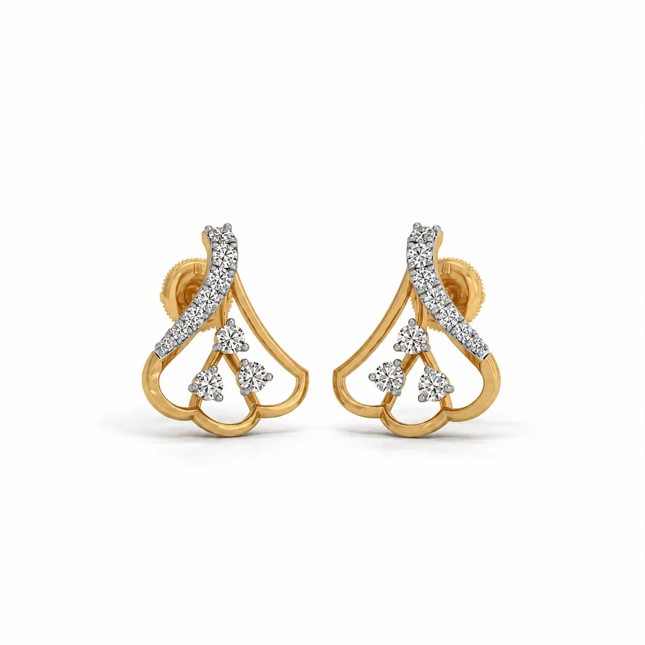 Luxury Floral Teardrop Lab Grown Diamond Stud Earrings Luxury floral teardrop lab grown diamond stud earrings for women in 14K yellow gold