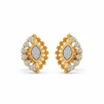 Floral sunburst lab grown diamond stud earrings for women with 0.40ct Round diamonds in 14K Yellow Gold