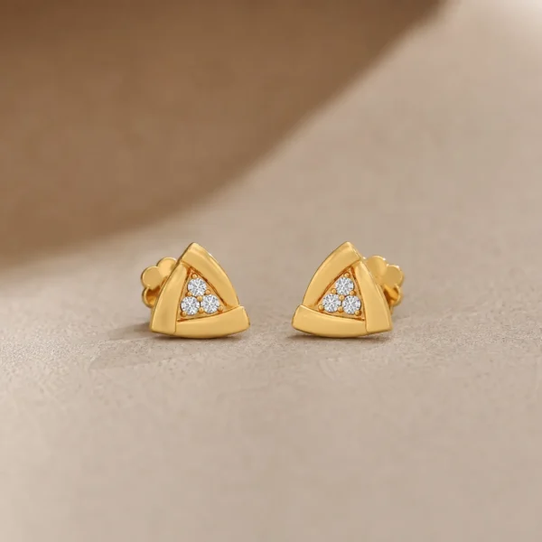Triangular lab grown diamond stud earrings in 14K yellow gold