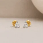 Elegant teardrop lab grown diamond stud earrings in 14K yellow gold