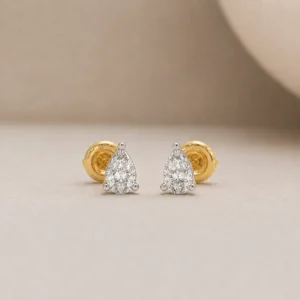 Elegant teardrop lab grown diamond stud earrings in 14K yellow gold