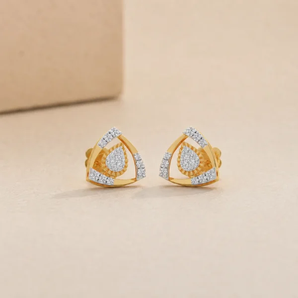 Elegant teardrop lab grown diamond stud earrings for women in 14K yellow gold