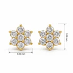 Elegant Floral Round Lab Grown Diamond Stud (Earrings) for Women – 18K Gold - Image 4