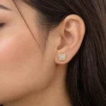 Elegant Halo Lab Grown Diamond Stud (Earrings) for Women – 18K Gold - Image 5