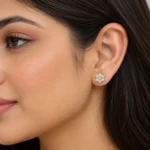 Elegant Floral Round Lab Grown Diamond Stud (Earrings) for Women – 18K Gold - Image 5