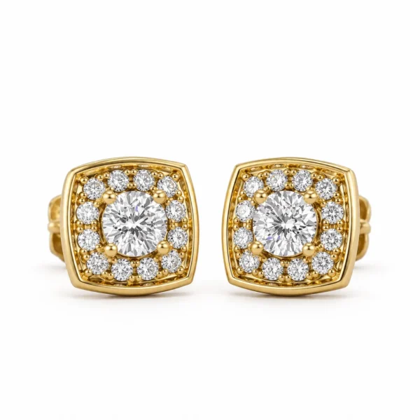 Elegant Halo Lab Grown Diamond Stud Earrings for Women 1.48 Carat