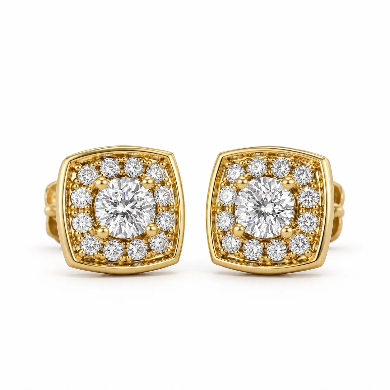 Elegant Halo Lab Grown Diamond Stud Earrings for Women 1.48 Carat