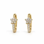 Elegant Floral Lab Grown Diamond Huggie Hoop Earrings for Women 1 Carat