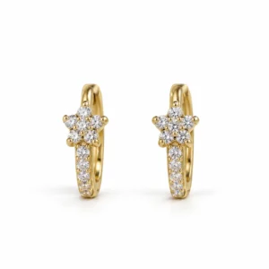Elegant Floral Lab Grown Diamond Huggie Hoop Earrings for Women 1 Carat