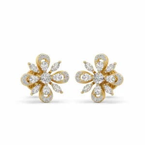 Luxury Floral Petal Lab Grown Diamond Stud Earrings for Women 1.04 Carat