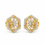Luxury Hexagon Floral Lab Grown Diamond Stud Earrings for Women 0.96 Carat