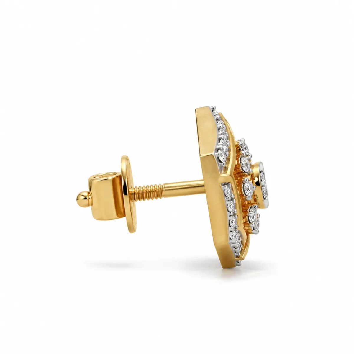 Luxury Hexagon Floral Lab Grown Diamond Stud (Earrings) for Women – 18k Gold - Image 3