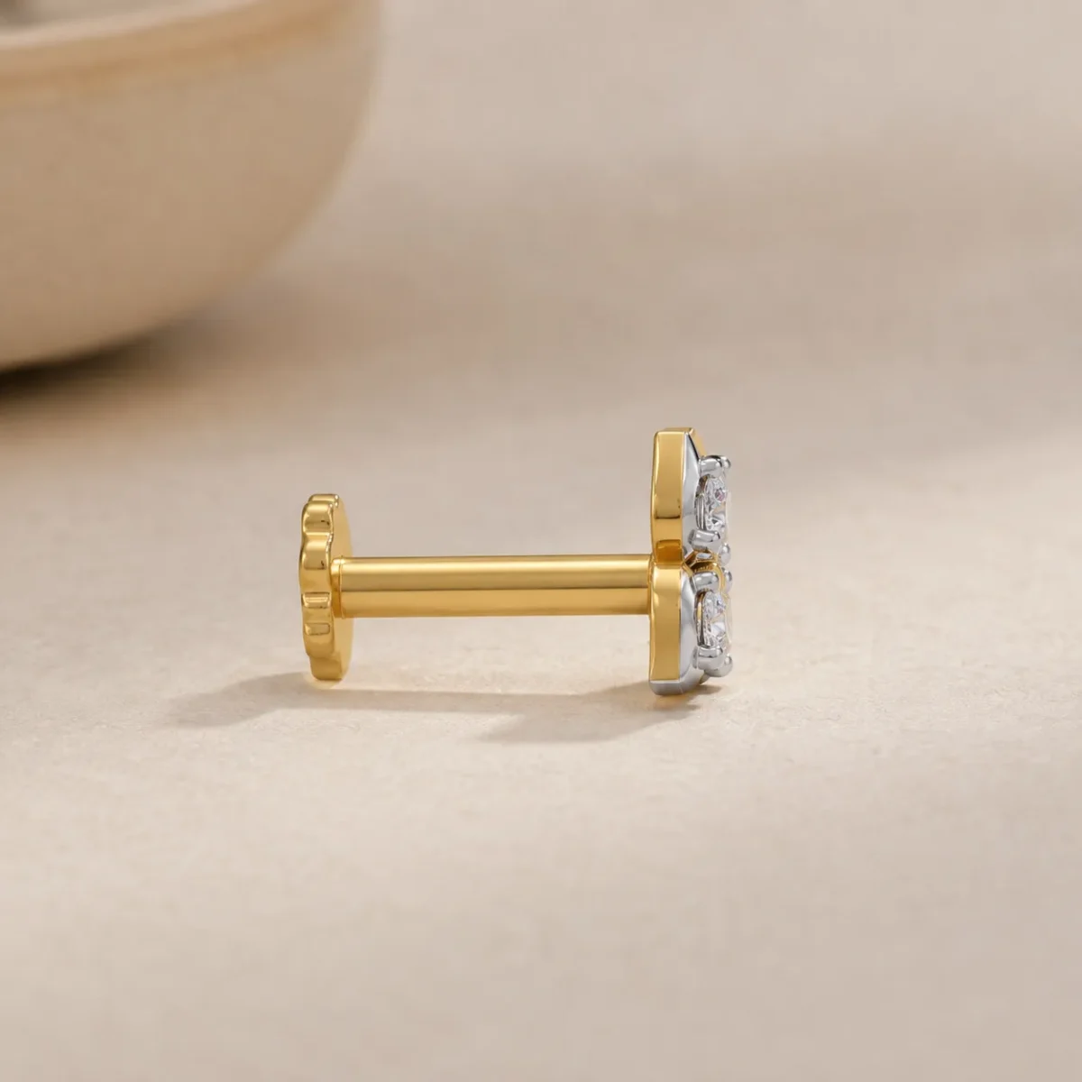 Sparkling Floral Lab Grown Diamond Stud (Earrings) in 18k Gold for Women - Image 3