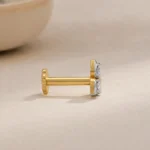 Sparkling Floral Lab Grown Diamond Stud (Earrings) in 18k Gold for Women - Image 3