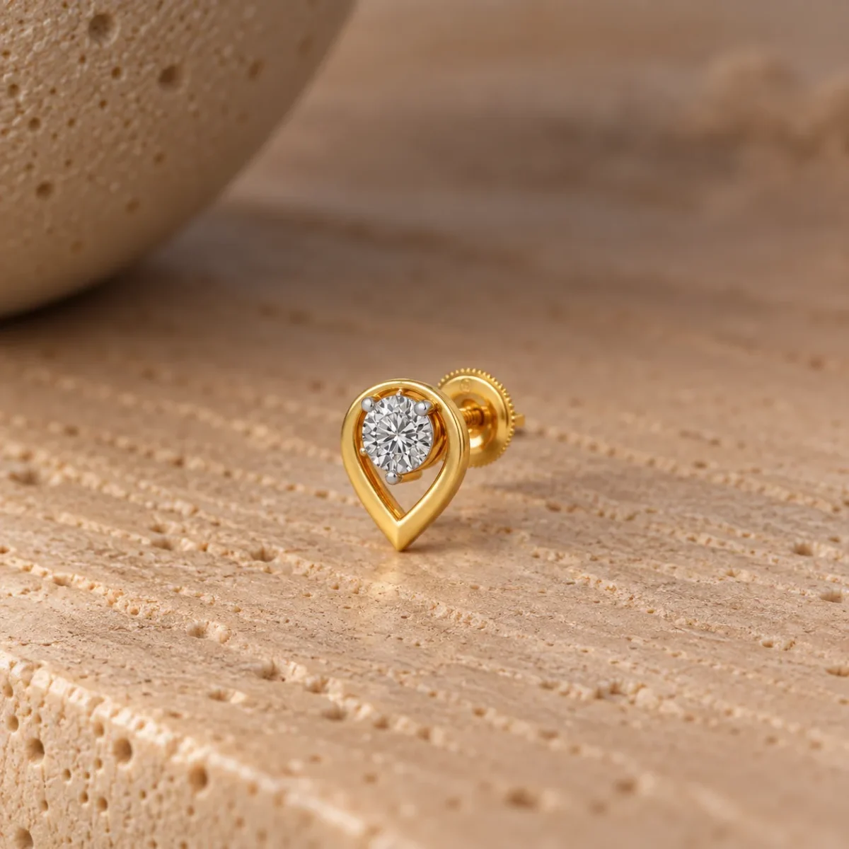 Luxury Teardrop Lab Grown Diamond Stud (Earrings) for Women – Brilliant Round Diamond Centre in 18k Gold - Image 2
