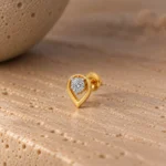 Luxury Teardrop Lab Grown Diamond Stud (Earrings) for Women – Brilliant Round Diamond Centre in 18k Gold - Image 2