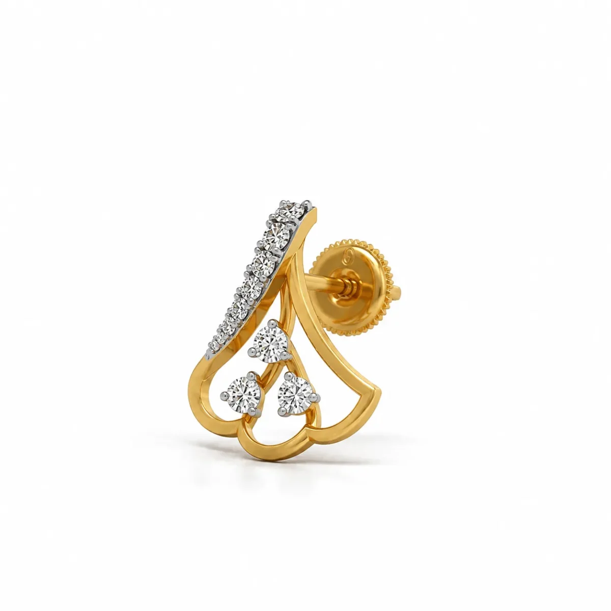 Luxury Floral Teardrop Lab Grown Diamond Stud (Earrings) for Women – Brilliant Diamond Accents in 18k Gold - Image 2