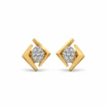 Stylish geometric lab grown diamond stud earrings for women in 14K yellow gold