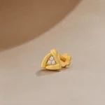 Elegant Triangular Lab Grown Diamond Stud Earrings in 18K Yellow Gold - Image 2