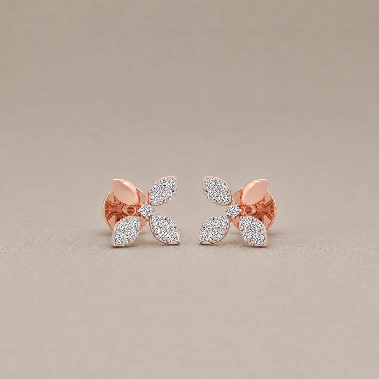 Floral Lab Grown Diamond Stud Earrings for Women Elegant floral lab grown diamond stud earrings for women in 14K yellow gold