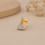Elegant Geometric Lab Grown Diamond Stud Earrings for Women – Sparkling 18K Gold Design - Image 2