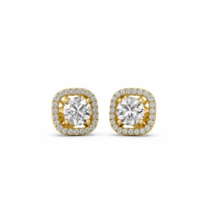 Luxury Cushion Halo Lab Grown Diamond Stud Earrings for Women 1.75 Carat