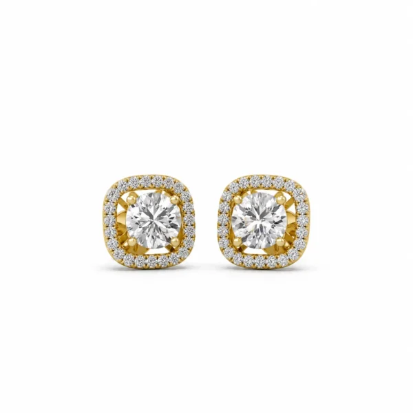 Luxury Cushion Halo Lab Grown Diamond Stud Earrings for Women 1.75 Carat