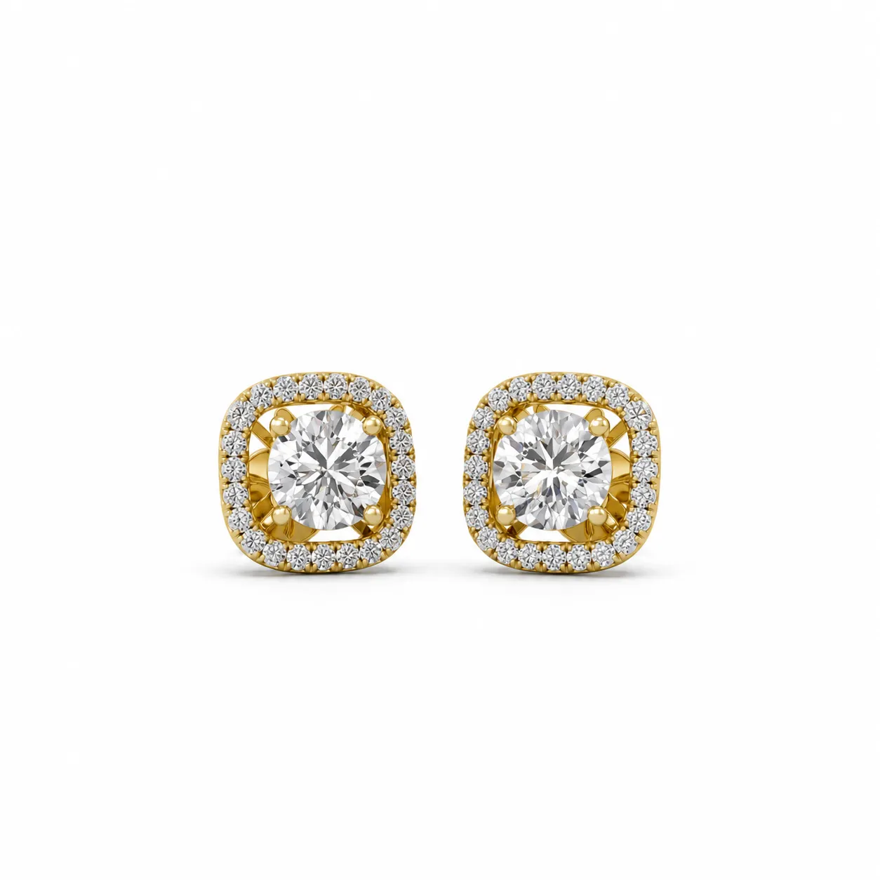 Cushion Halo Lab Grown Diamond Stud Earrings – 1.75 Carat Luxury Cushion Halo Lab Grown Diamond Stud Earrings for Women 1.75 Carat