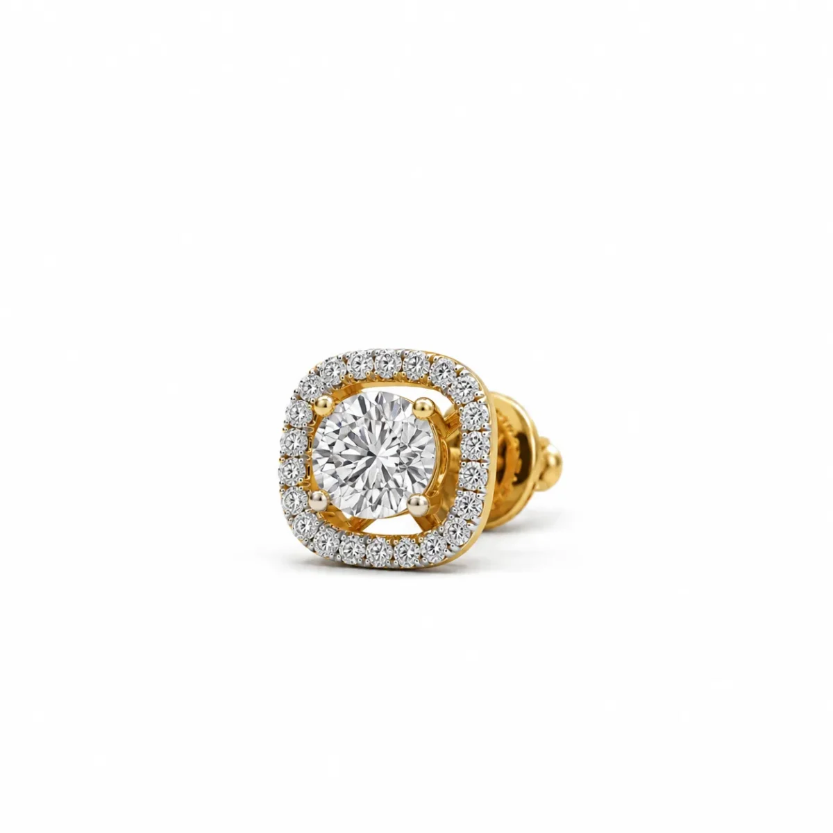 Luxury Cushion Halo Lab Grown Diamond Stud (Earrings) for Women – 18k Gold - Image 2