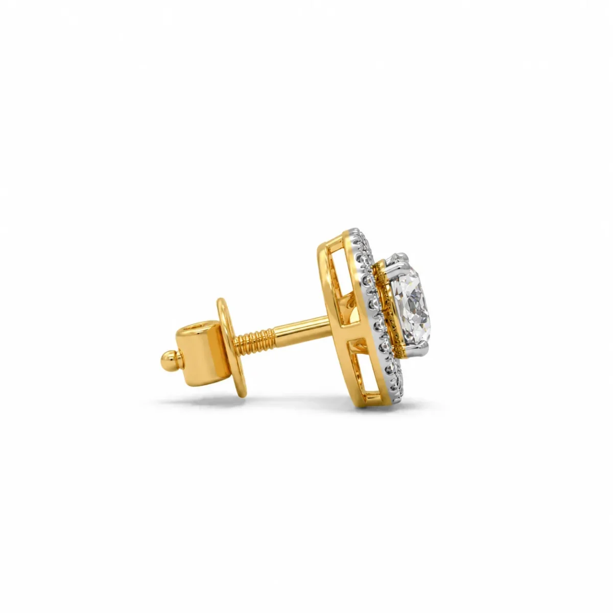 Luxury Cushion Halo Lab Grown Diamond Stud (Earrings) for Women – 18k Gold - Image 3