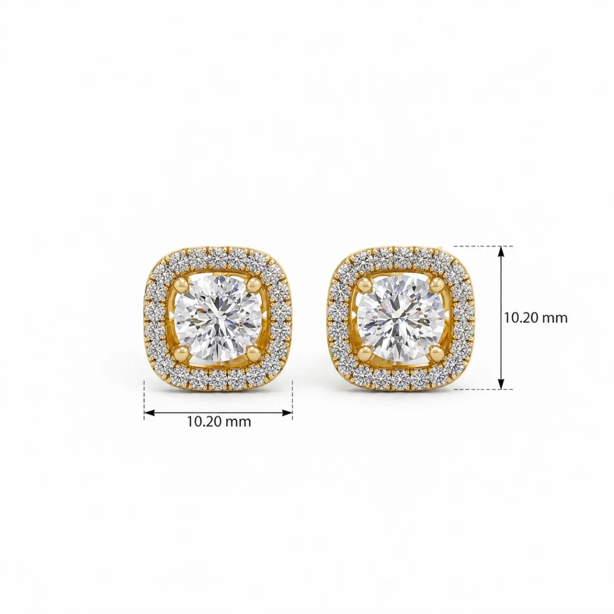 Luxury Cushion Halo Lab Grown Diamond Stud (Earrings) for Women – 18k Gold - Image 4