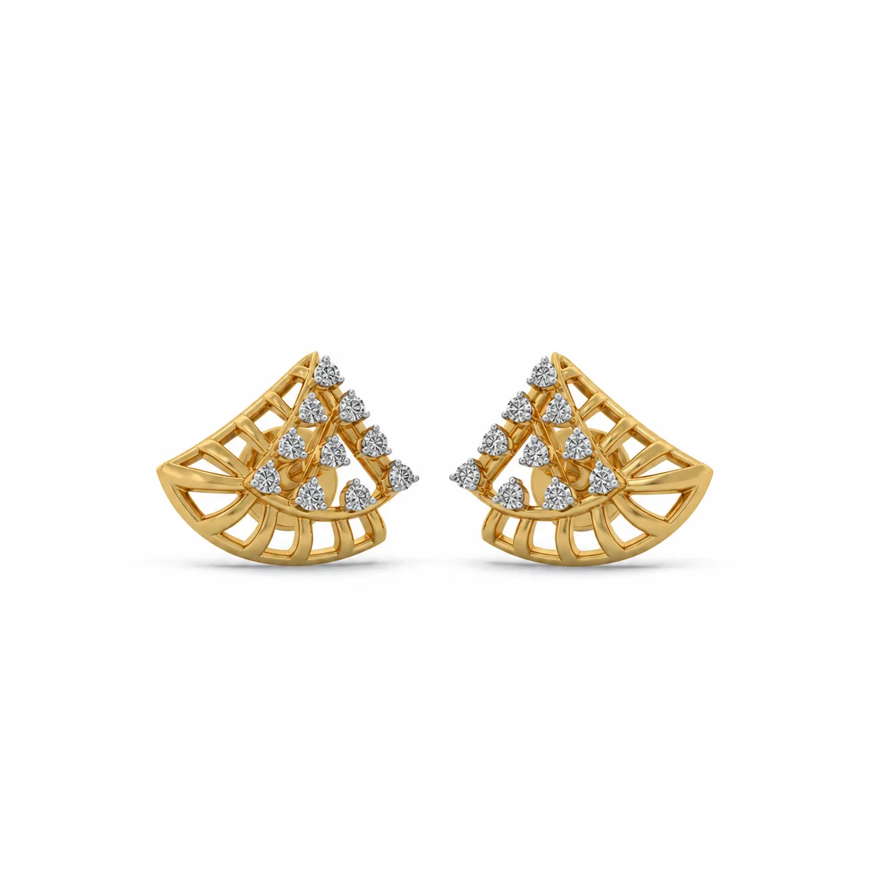 Elegant Fan Design Lab Grown Diamond Stud Earrings for Women 0.30 Carat