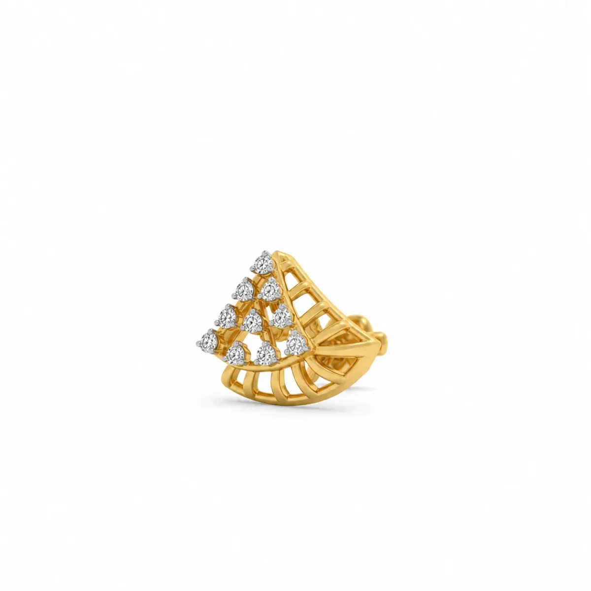 Elegant Fan Design Lab Grown Diamond Stud (Earrings) for Women – 18k Gold - Image 2