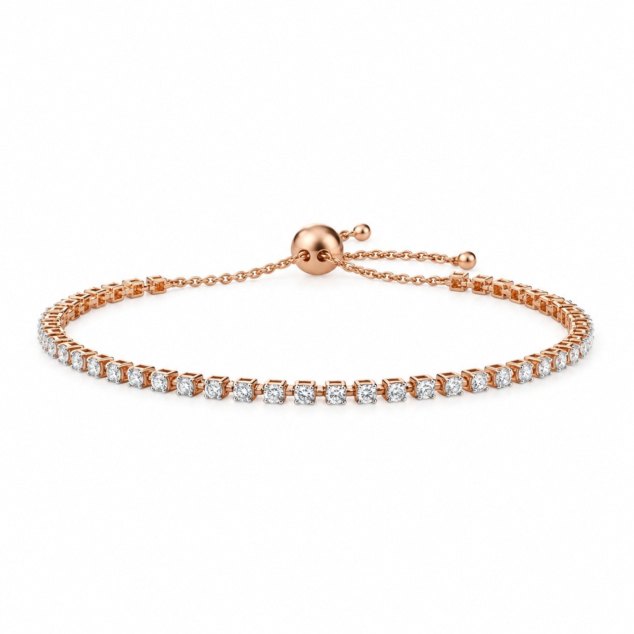 18K Rose Gold Eternity Lab-Grown Diamond Tennis Bracelet for Women