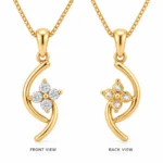 Elegant Curved Floral Diamond Pendant with Four Stone Flower Design in 18K Gold for Women - Image 3