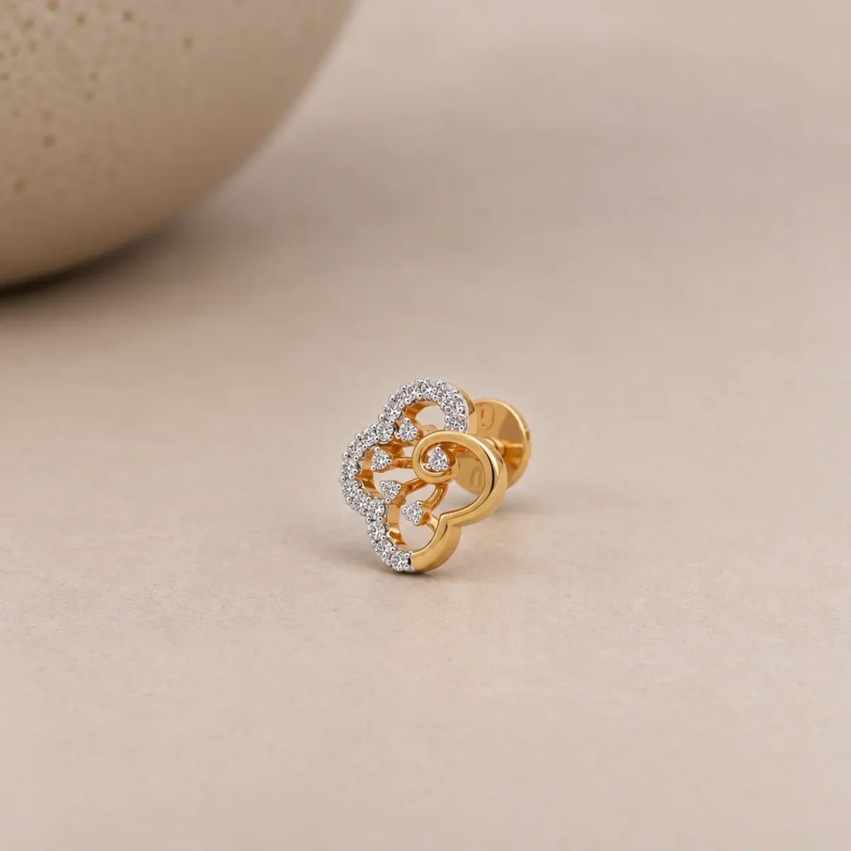 Elegant floral loop lab grown diamond stud earrings for women in 14K yellow gold