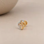 Elegant floral loop lab grown diamond stud earrings for women in 14K yellow gold