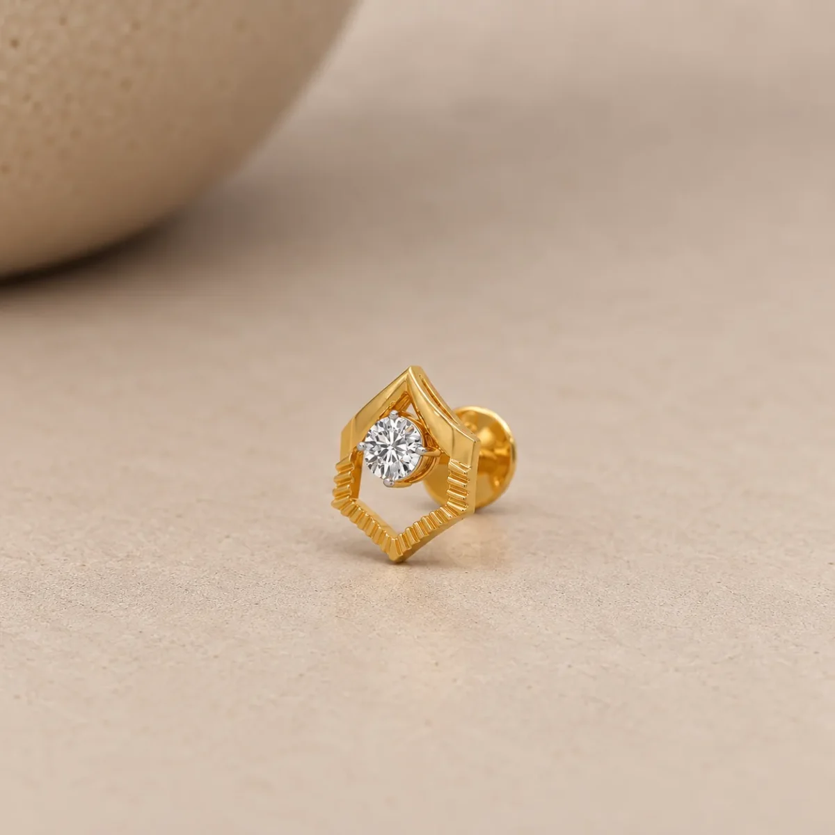 Luxury Hexagonal Lab Grown Diamond Stud (Earrings) for Women – Brilliant Round Diamond in 18K Gold - Image 2