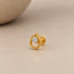 Luxury Hexagonal Lab Grown Diamond Stud (Earrings) for Women – Brilliant Round Diamond in 18K Gold - Image 2