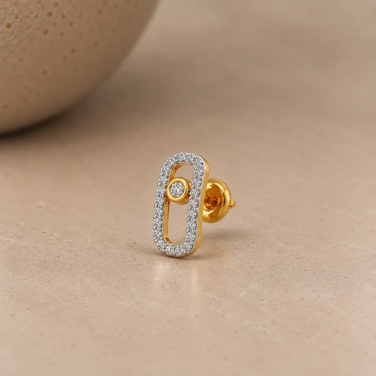 Modern Rectangular Lab Grown Diamond Stud (Earrings) for Women – Elegant 18K Yellow Gold Design - Image 2